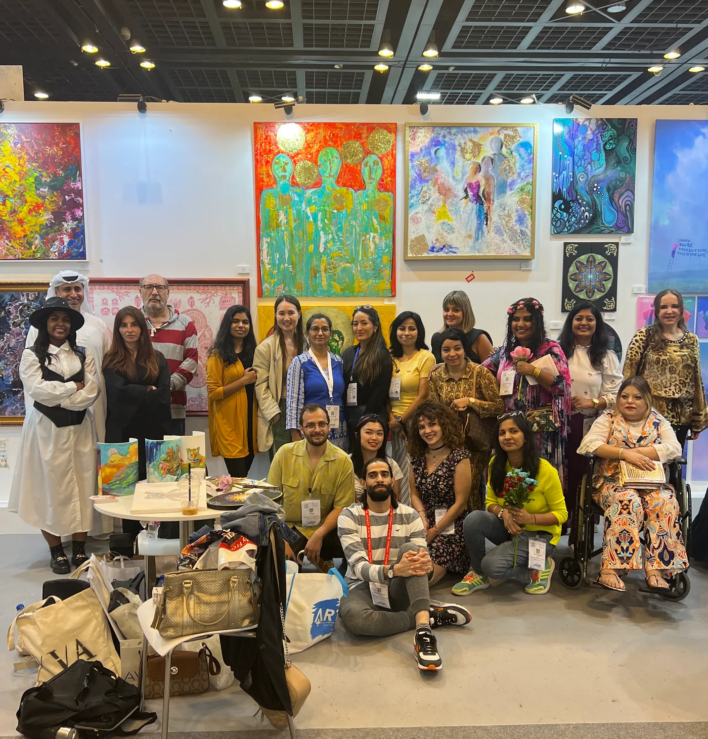 ISOAG's participating artists at their World Art Dubai booth, Dubai